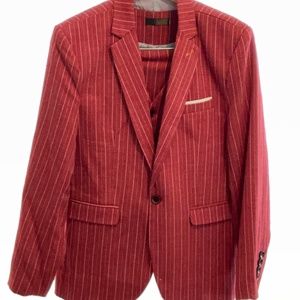 Pinstripe 3-piece suit red - Medium